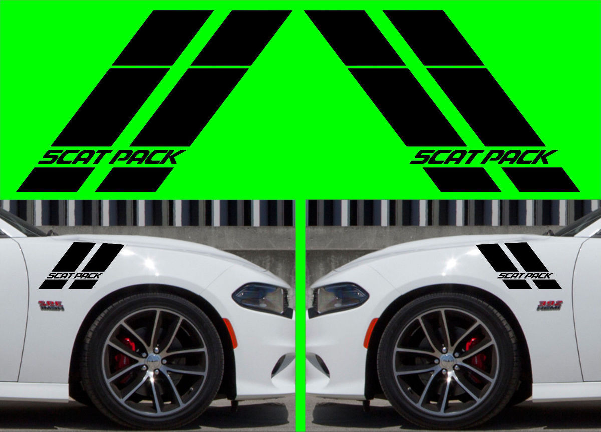 2X Dodge CHARGER Scat Pack Hash Stripes 2015-2018 Vinyl Sticker Decal HELLCAT SRT RT SXT Scatpack
