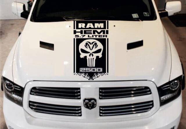 Bonnet Decal Graphic Vinyl Sticker 2 Logo 5.7L for Dodge Ram 1500 2500 3500