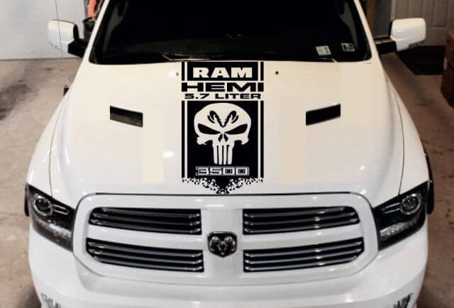 DODGE RAM HEMI 5.7L 3500 2500 1500 1xHOOD DECAL graphic vinyl decal sticker logo