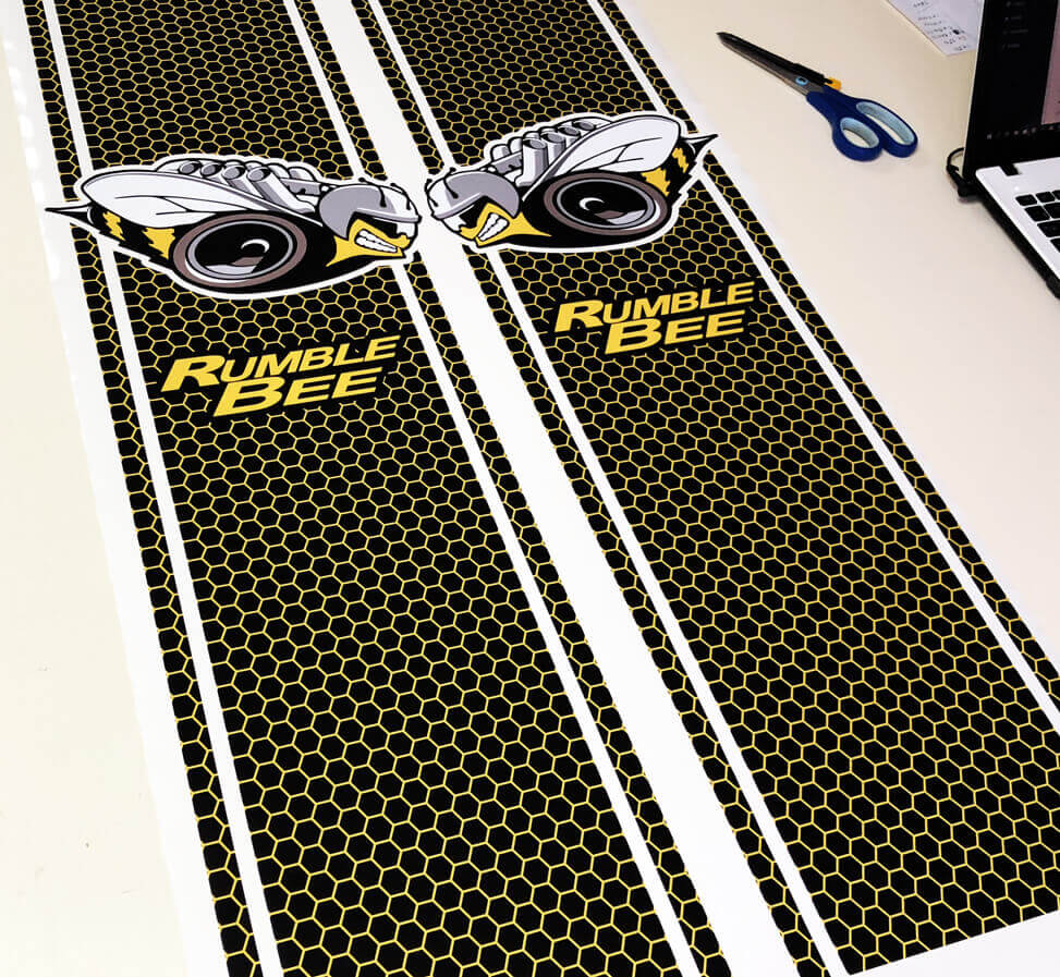 Rumble Bee Honeycomb Bedside Stripes Vinyl Decals Set for Dodge Ram 1500 2500