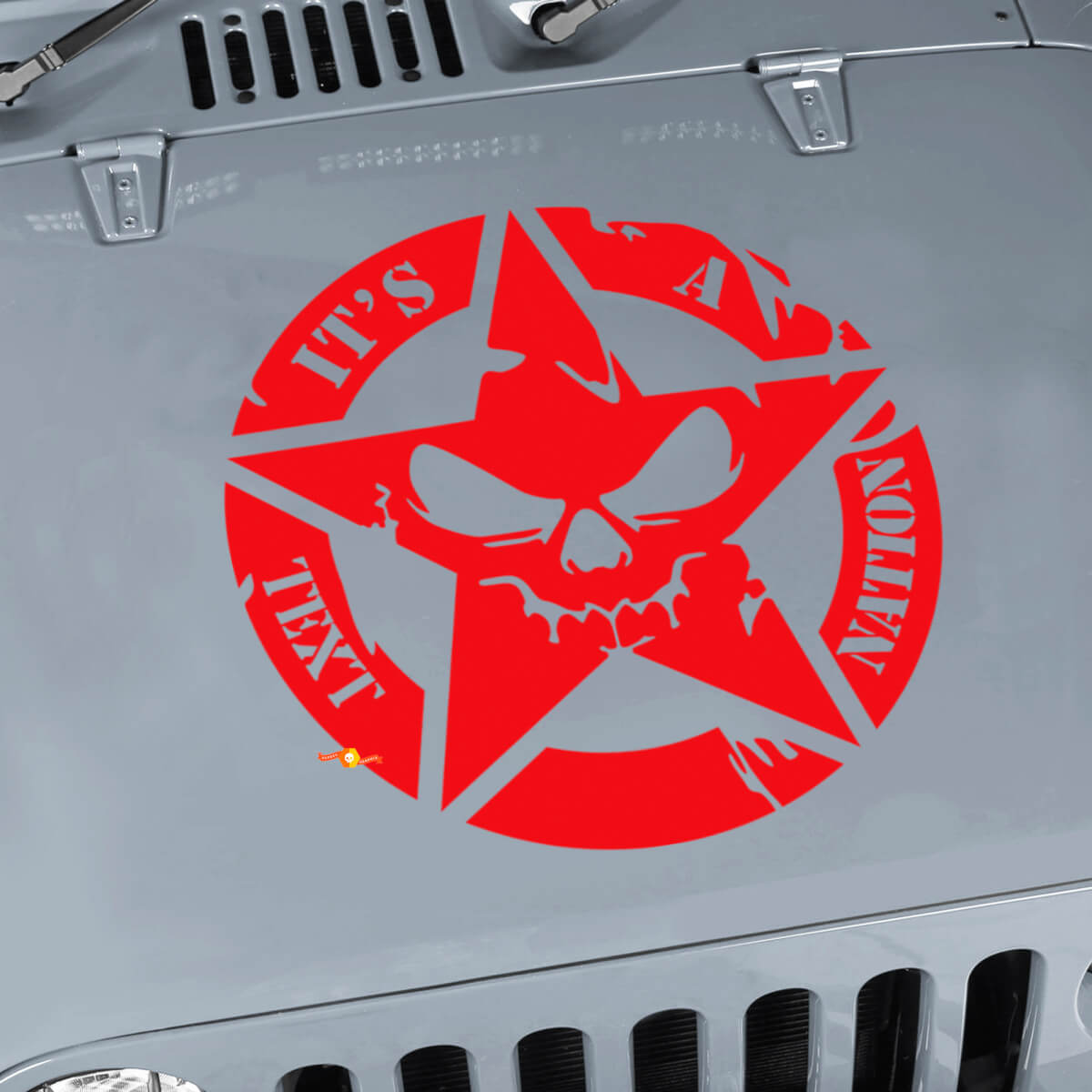 Custom Text Military Star Skull Bonnet Vinyl Sticker Decal for Jeep Wrangler JK CJ TJ