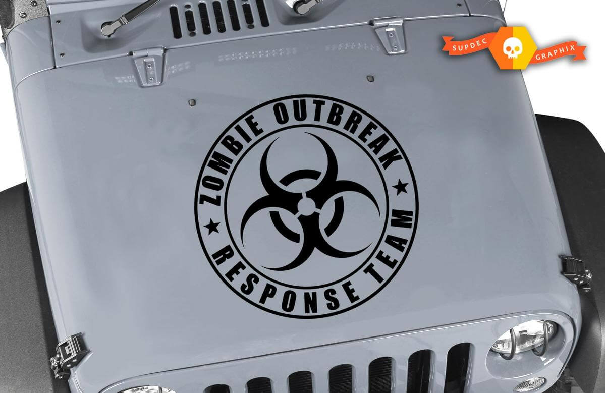 Zombie Outbreak Response Team Hood Vinyl Decal for Jeep Wrangler and CJ