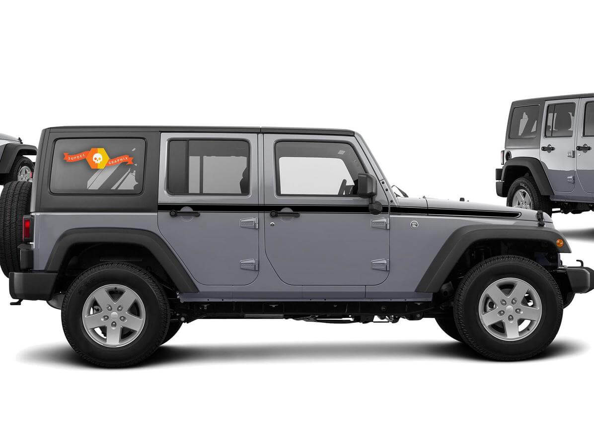 Outline Side Stripes Vinyl Decal Kit for Jeep Wrangler JK JKU