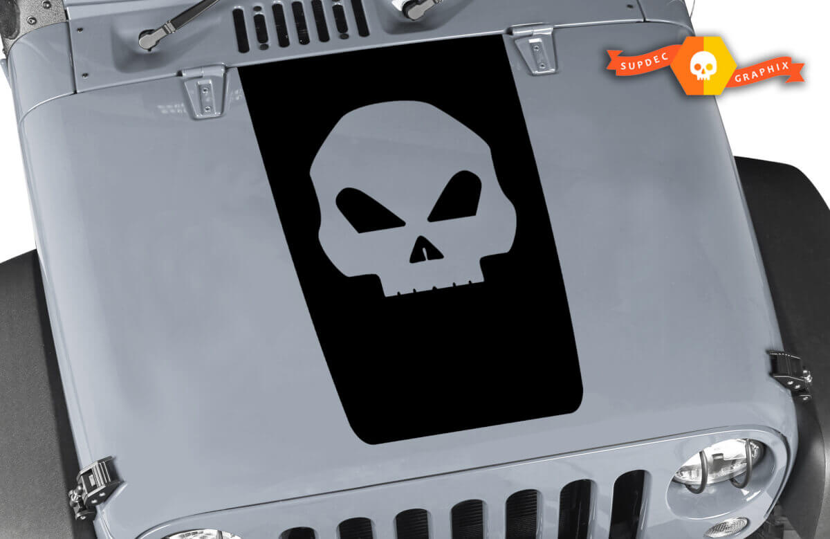 Skull Hood Blackout Vinyl Decal for Jeep Wrangler JK TJ YJ JL