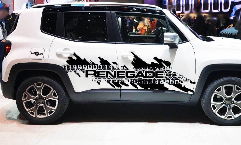 Jeep Renegade Side Splash Tire Tracks Logo Graphic Vinyl Decal Sticker