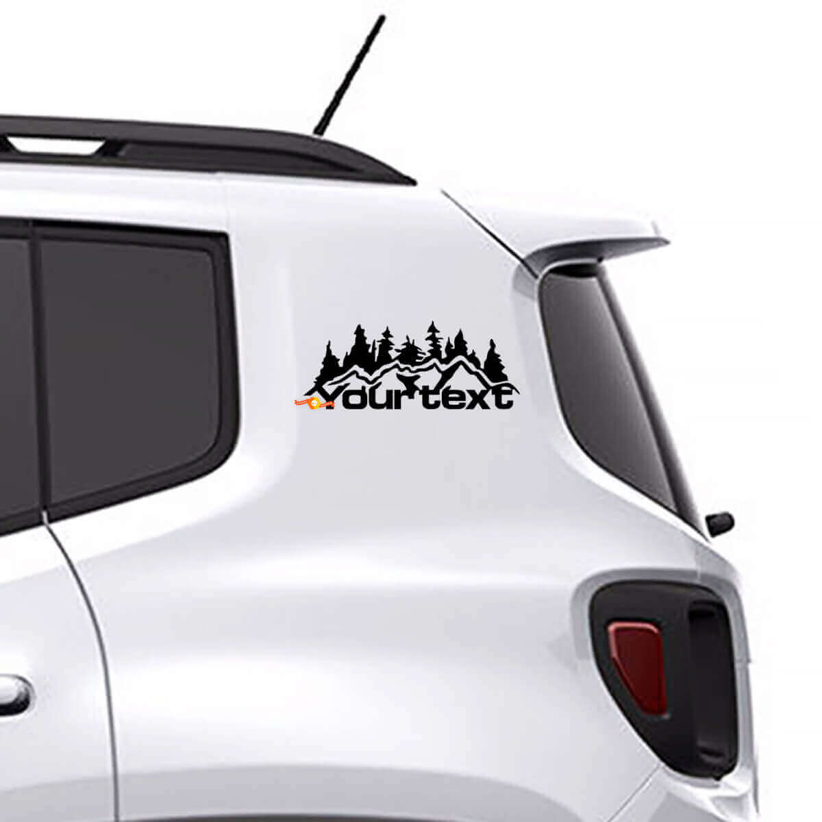 Custom text Mountains Style Side Vinyl Decal Sticker for Jeep Renegade