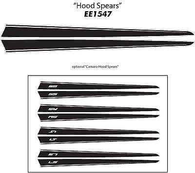Dual Spears Hood Stripes Vinyl Decal Set for Chevrolet Camaro 2010-15
