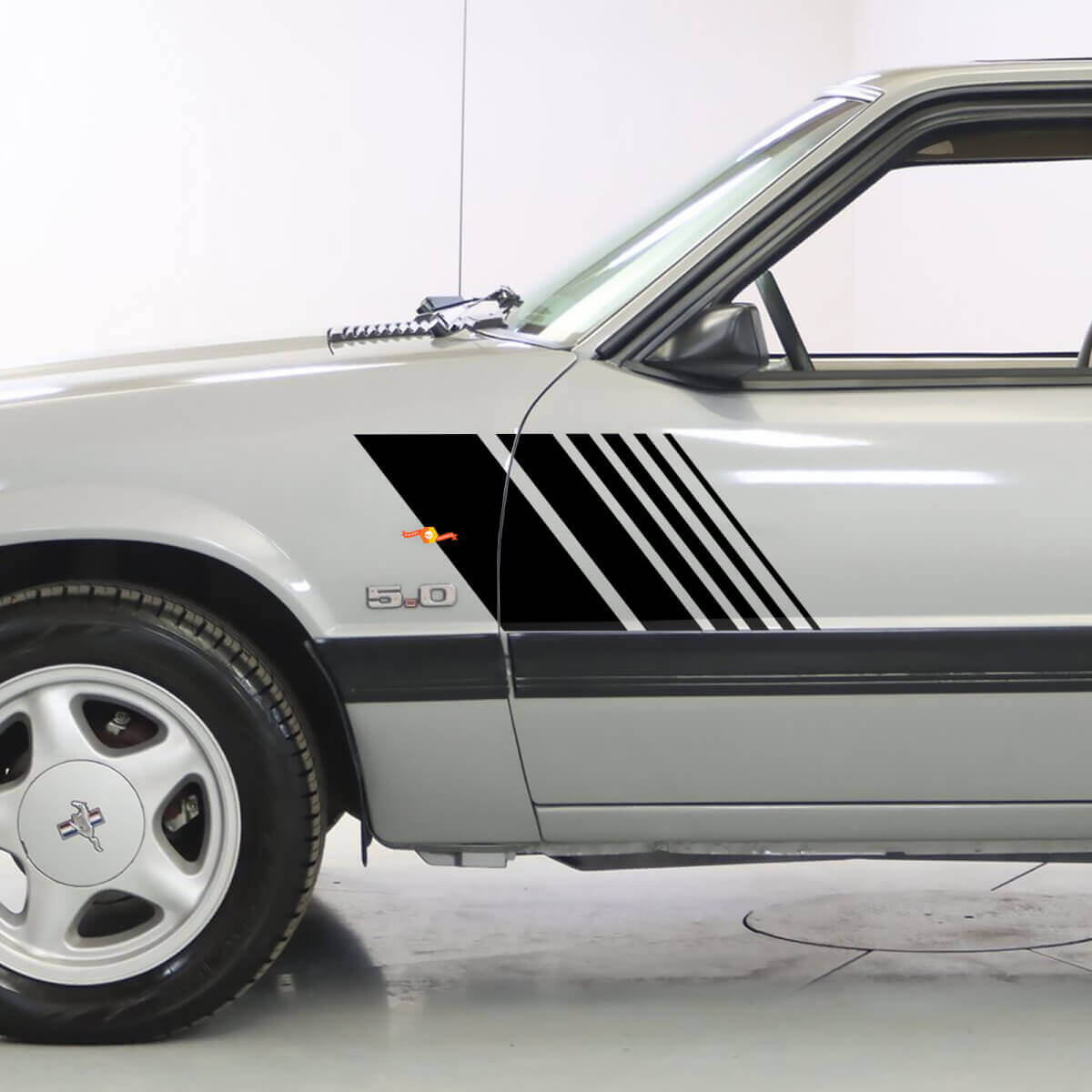 Kit d'autocollants stroboscopiques avec bandes latérales décolorées pour Ford Mustang 1979-93