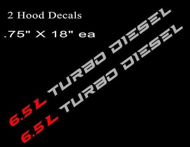 6.5L Turbo Diesel Hood Vinyl Decals for Chevy Silverado GMC Sierra