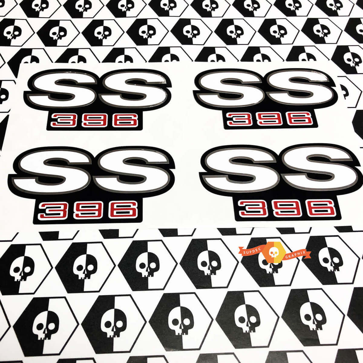 SS Stickers Decals 396 Camaro Chrome Red Black White Fender NICE
