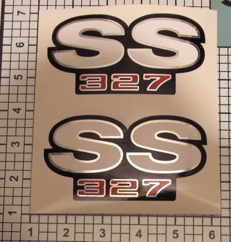SS Stickers Decals 327 Camaro Chrome Red Black White Fender NICE
