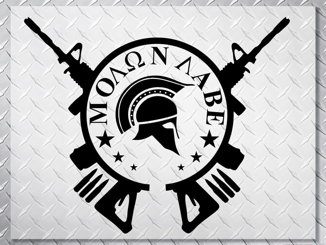 Molon Labe Spartan Helmet Crossed Rifles Vinyl Decal for Jeep Wrangler