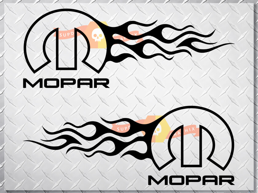Mopar Dodge Chrysler Jeep Flame Style Logo Right & Left car decal stickers