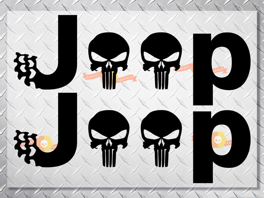 Jeep Logo Punisher Style Side Vinyl Decal Sticker for Jeep Wrangler
