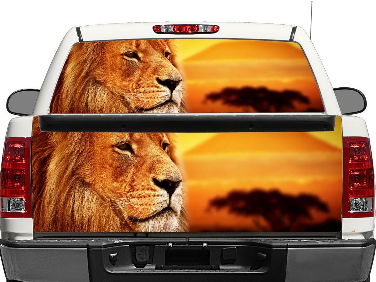 Lion on sunset Rear Window OR tailgate Decal Sticker Pick-up Truck SUV Car
