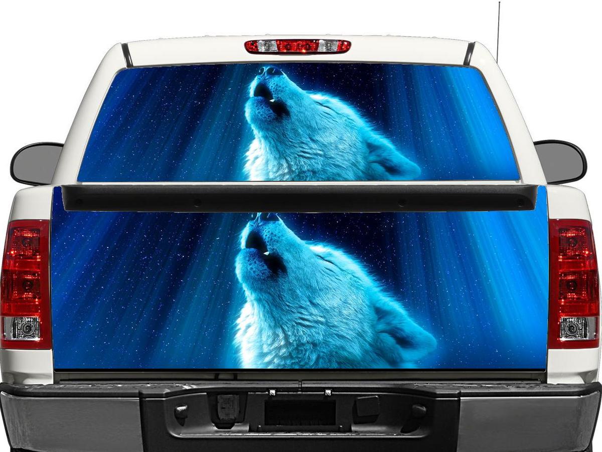 Silver Wolf Rear Window OR tailgate Decal Sticker Pick-up Truck SUV Car