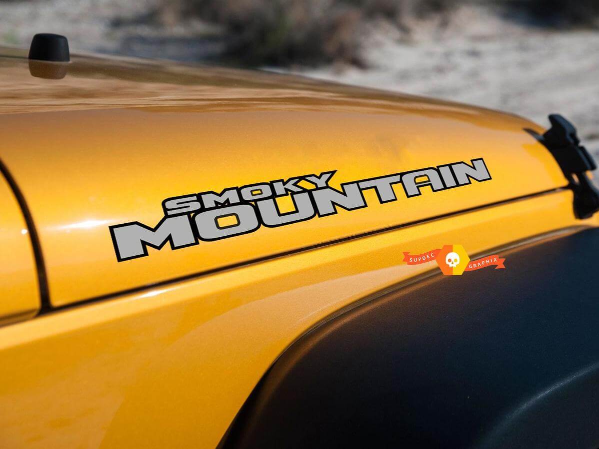 Smoky Mountain Hood Side Vinyl Decal Set for Jeep Wrangler JK TJ YJ