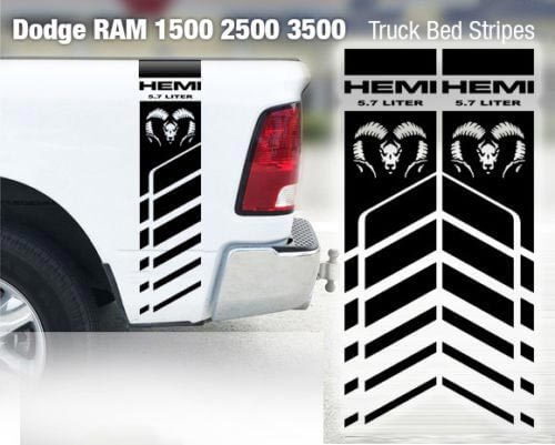 Accent Stripes Hemi Style Bedside Vinyl Decal Sticker for Dodge Ram 1500