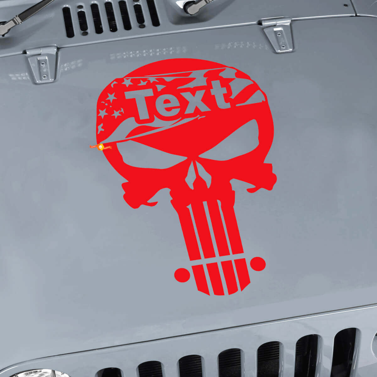 Punisher Skull USA Flag Custom Hood Vinyl Decal for Jeep Wrangler