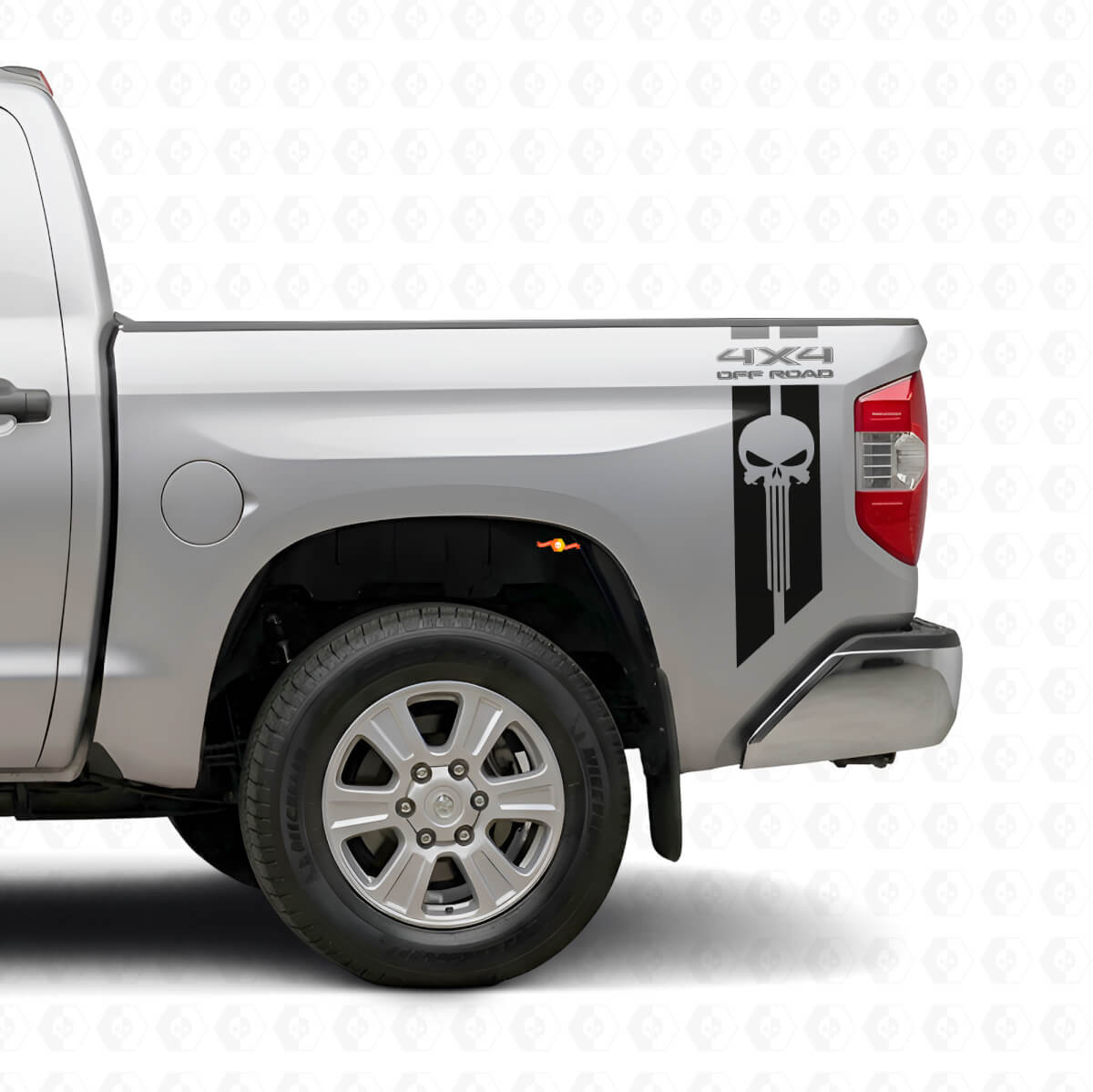 4x4 Off Road Punisher Skull Rear Side Vinyl Decal Set for Toyota Tacoma Tundra 