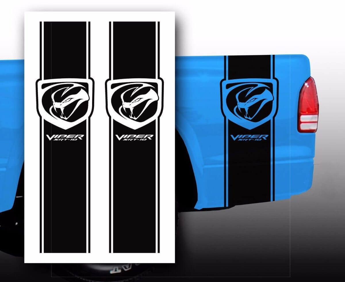Viper Style Bed Side Stripes Vinyl Decal Set for Dodge Viper SRT-10