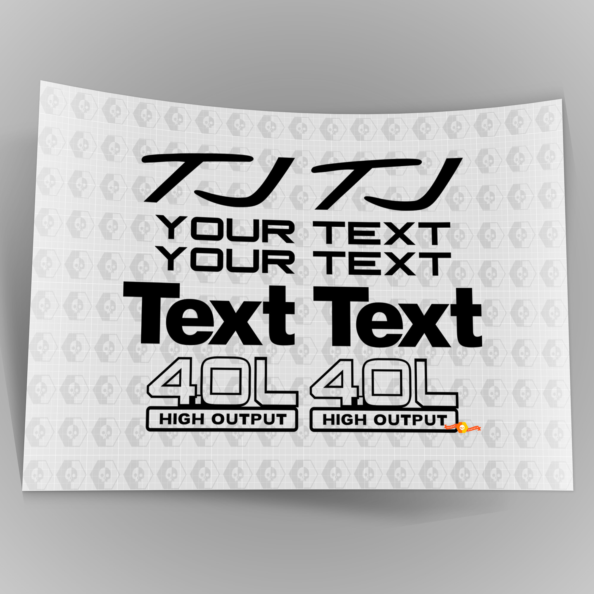 Custom TJ 4.0L High Output Side Vinyl Decal Sticker for Jeep Wrangler