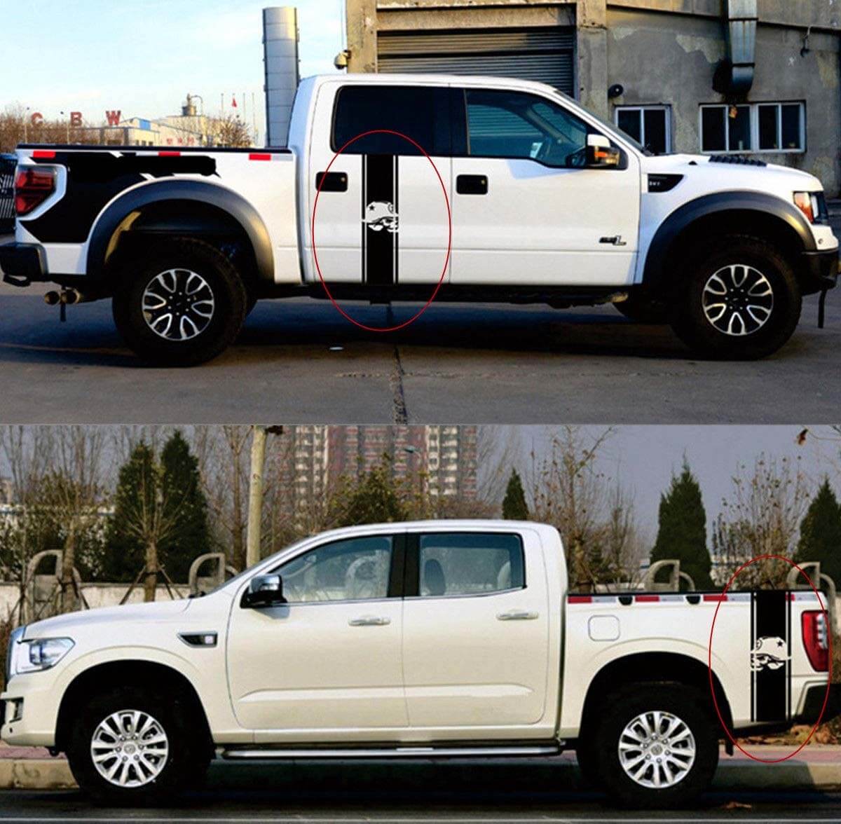 2x Truck Bed Stripe Skull Decal Racing Stripe Skull Vinyl Stickers For Chevy GMC