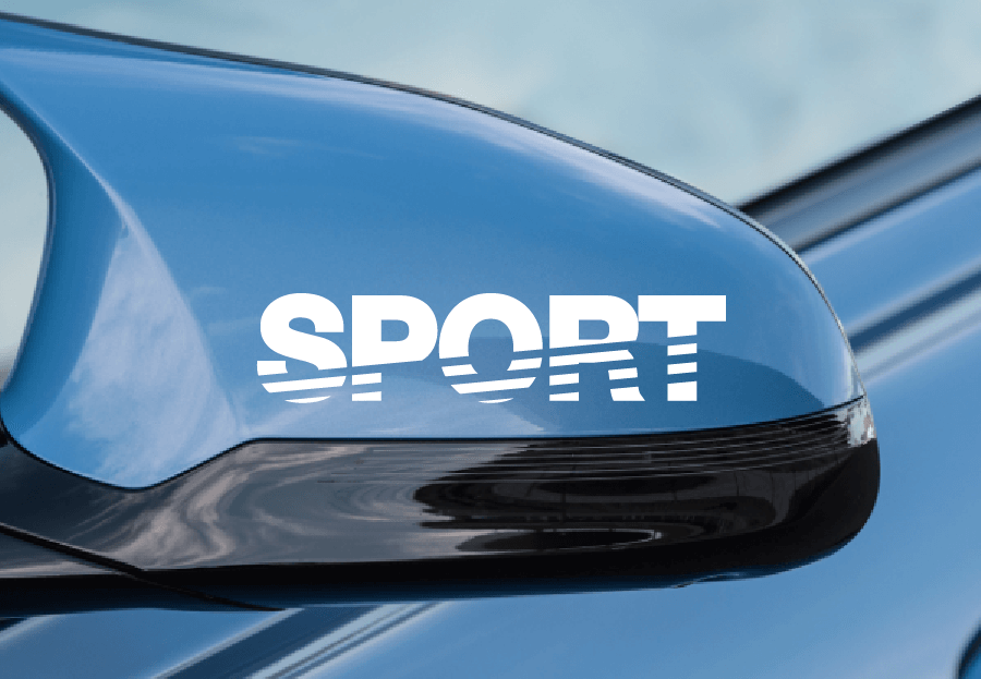 Sport Lettering Mirror Vynyl Decal Kit for Cars