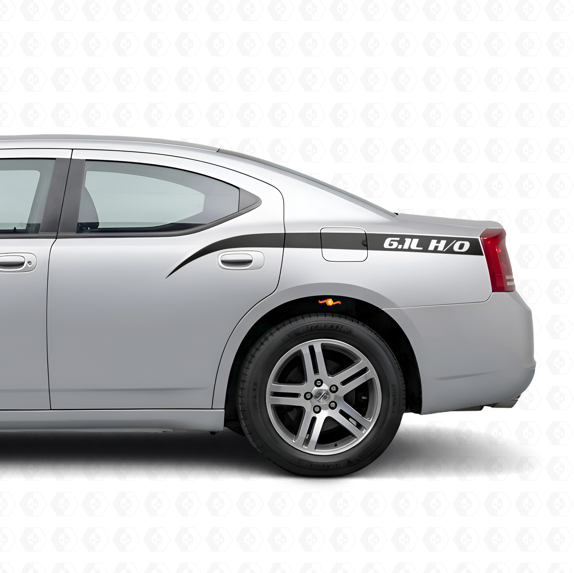6.1L H/O Curved Stripes Bedside Vinyl Decal Sticker for Dodge Charger 2006-2010