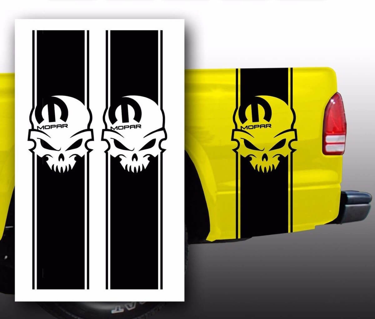 Mopar Skull Truck Bed Stripe Vinyl Decal Kit for Dodge Pickup Truck