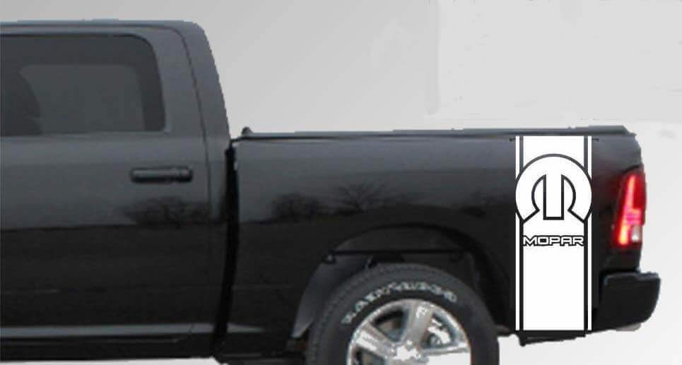 Mopar Logo Rear Side Stripes Vinyl Decal for Dodge Ram 1500 2500 3500