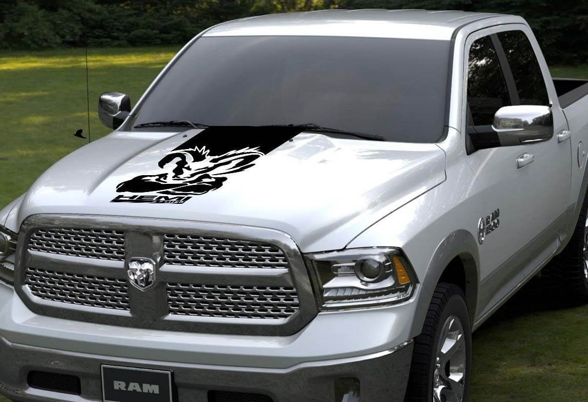 Hemi Style Hood Stripe Vinyl Decal for Dodge Ram 1500