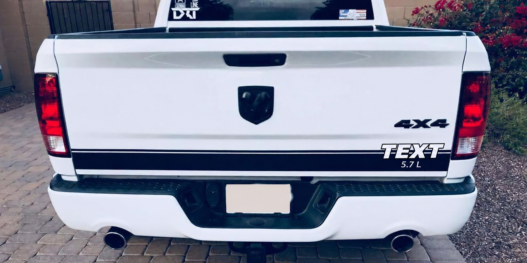 Custom Text Tailgate Stripe Sticker Decal for Dodge Ram 1500 2000–2018