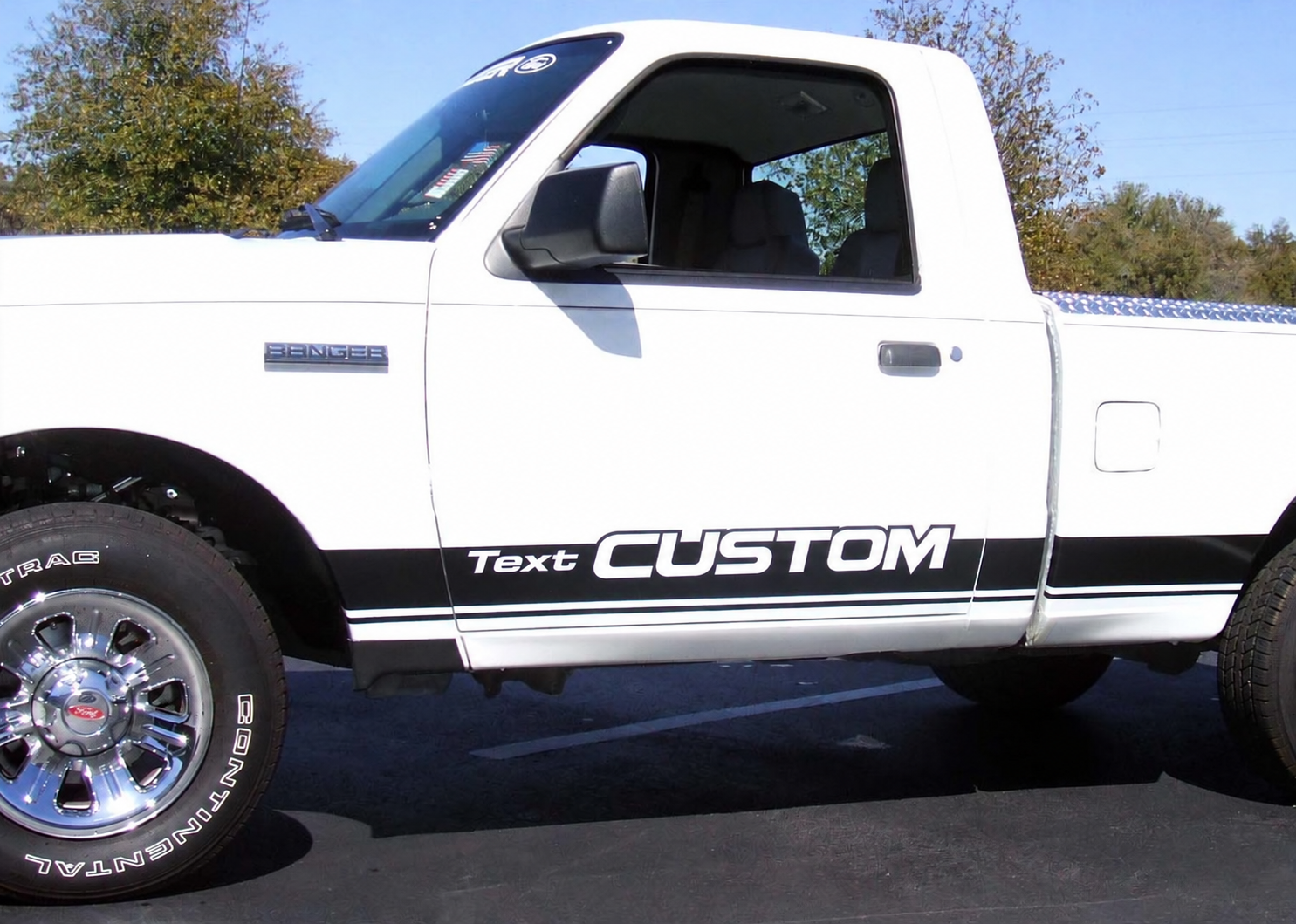 Text CUSTOM Stripe Pair Rocker Panel Vinyl Decal Sticker for Ford Ranger