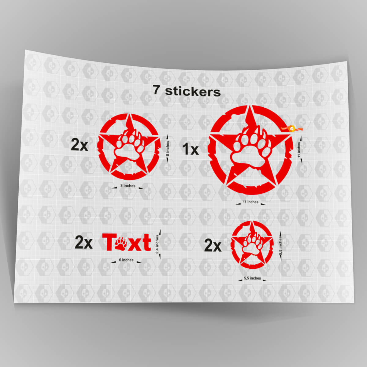 7x Jeep Bear Claw STAR Decal stickers hood door fender TJ JK CJ YJ JL rubicon