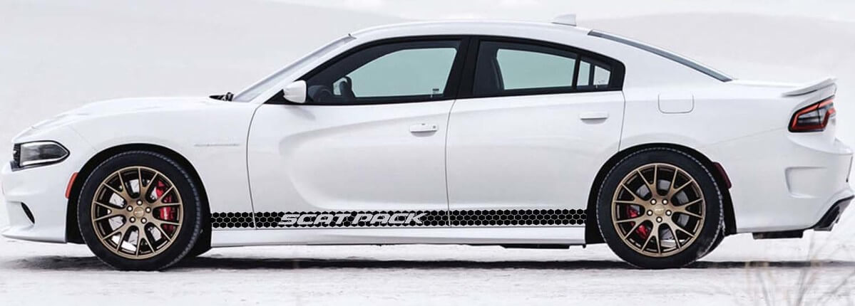 Scat Pack Honeycomb Style Side Stripe Vinyl Decal Kit for Dodge Charger 2011-2018