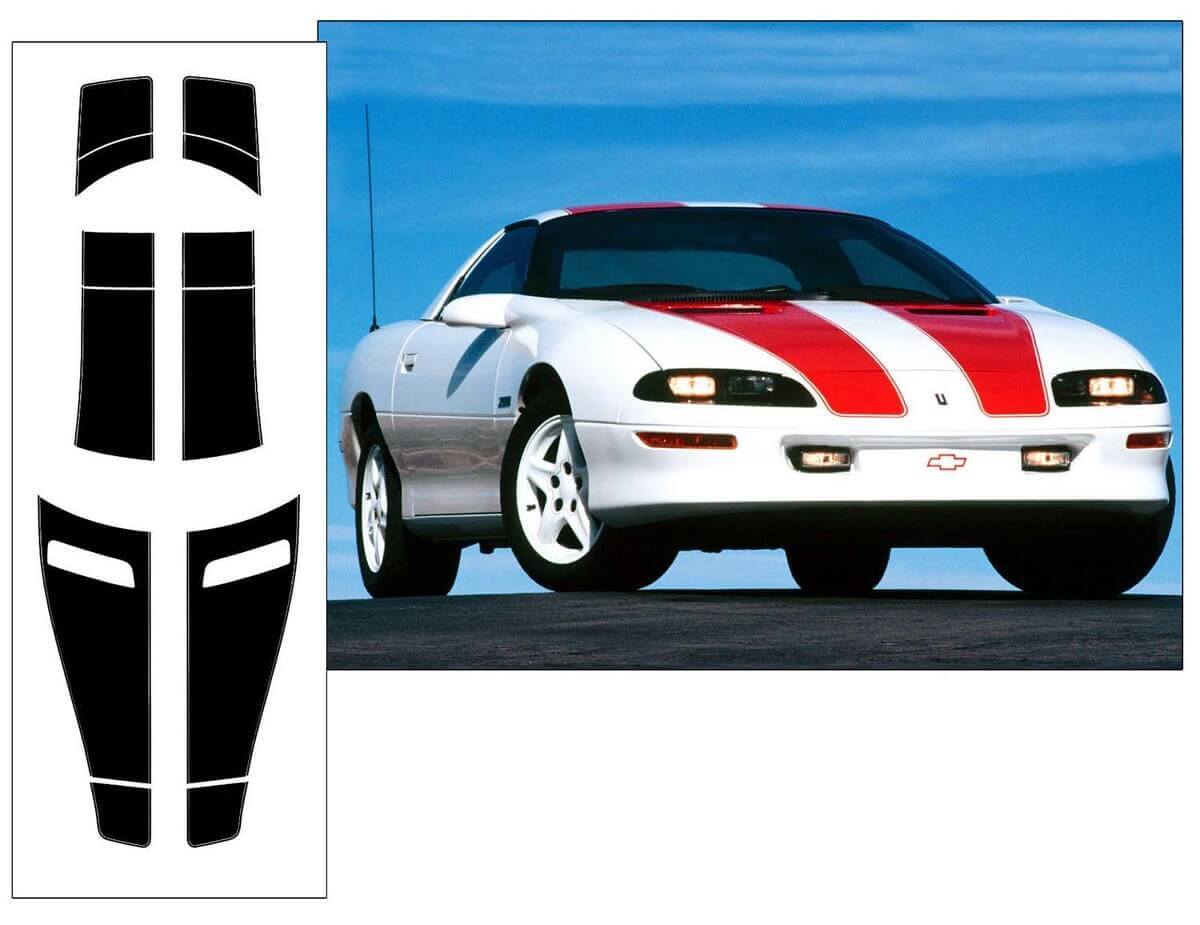30th Anniversary Racing Stripe Top Side Vinyl Decals For Chevrolet Camaro Z28 Coupe 1993-1997