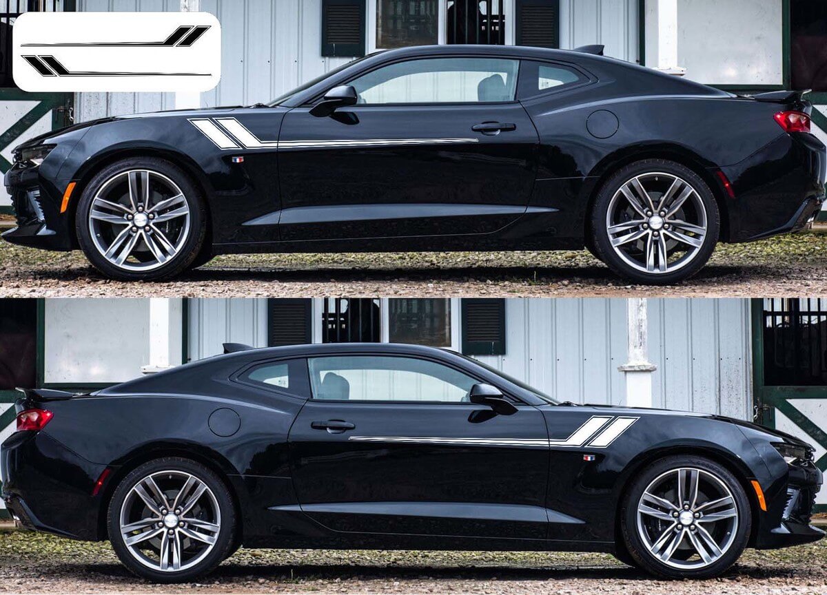Dual Outline Stripe Pair Side Vinyl Decal Sticker for Chevrolet Camaro 2016-2018