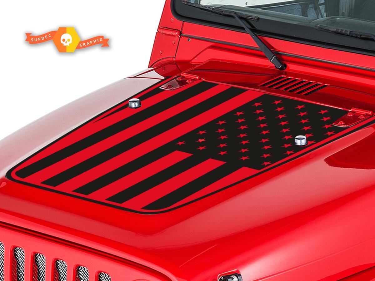 USA Flag Hood Vinyl Decal Sticker for Jeep Wrangler 1999-2006