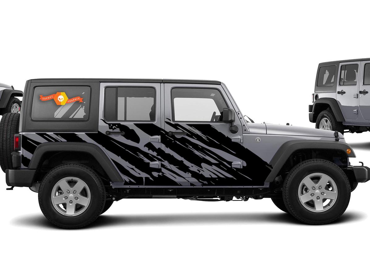 Destroyed Style Side Vinyl Decal Sticker for Jeep Wrangler 2007-2016