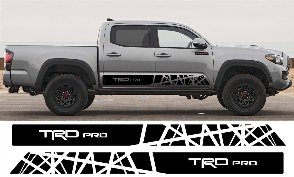 2x Toyota Tacoma 2016  Trd Pro side skirt Vinyl Decals graphics rally sticker kit