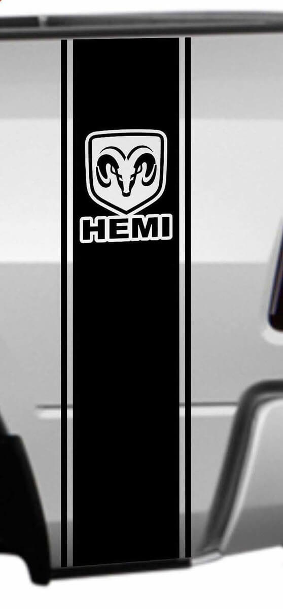 RAM HEMI Rear Bed Stripe Decal Kit for Dodge Ram 1500 2500 3500