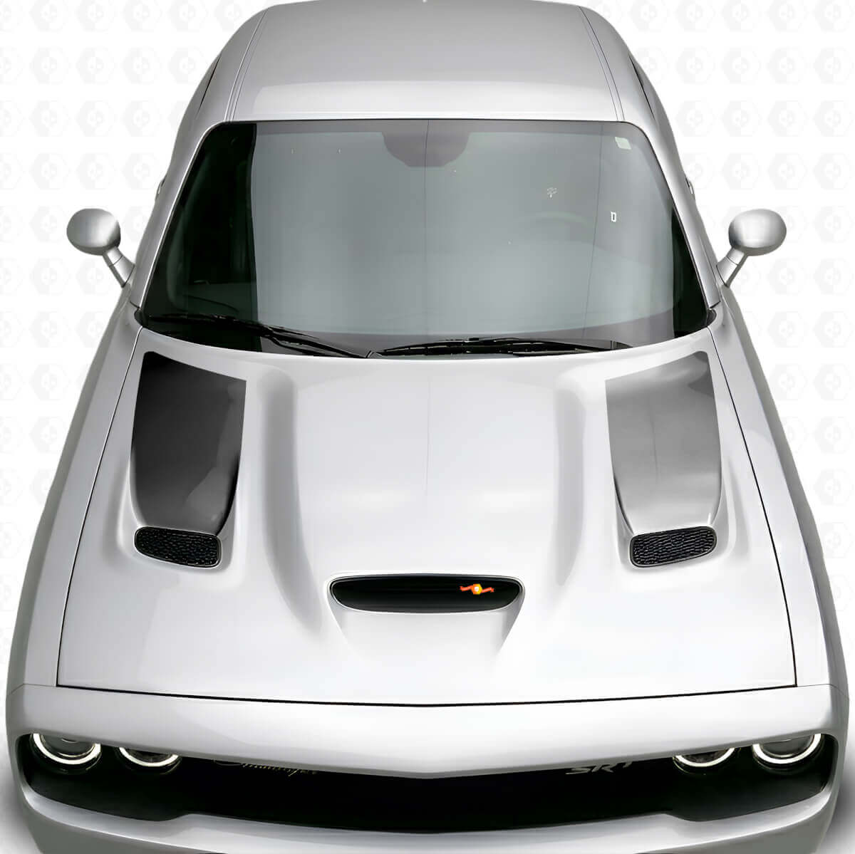Blackout Stripe Hood Vent Insert Vinyl Decal Kit for Dodge Challenger 2015+