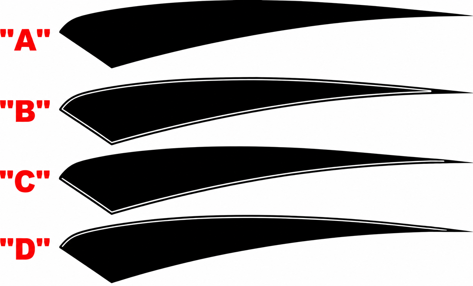 Upper Quarter Tapered Accent Stripe Pair Rear Fender Vinyl Decal Sticker for Chevrolet Camaro 2010-2015