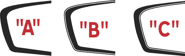 2011 - 2014 Charger Extended Length Side Scallop Accent Stripe Kits