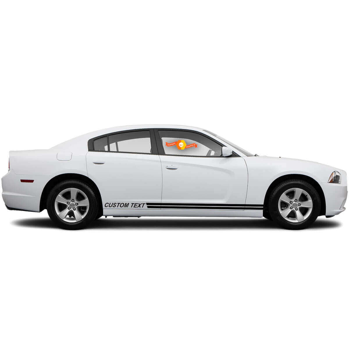 Custom Text with Dual Stripes Side Vinyl Decal Sticker for Dodge Charger 2011-2014