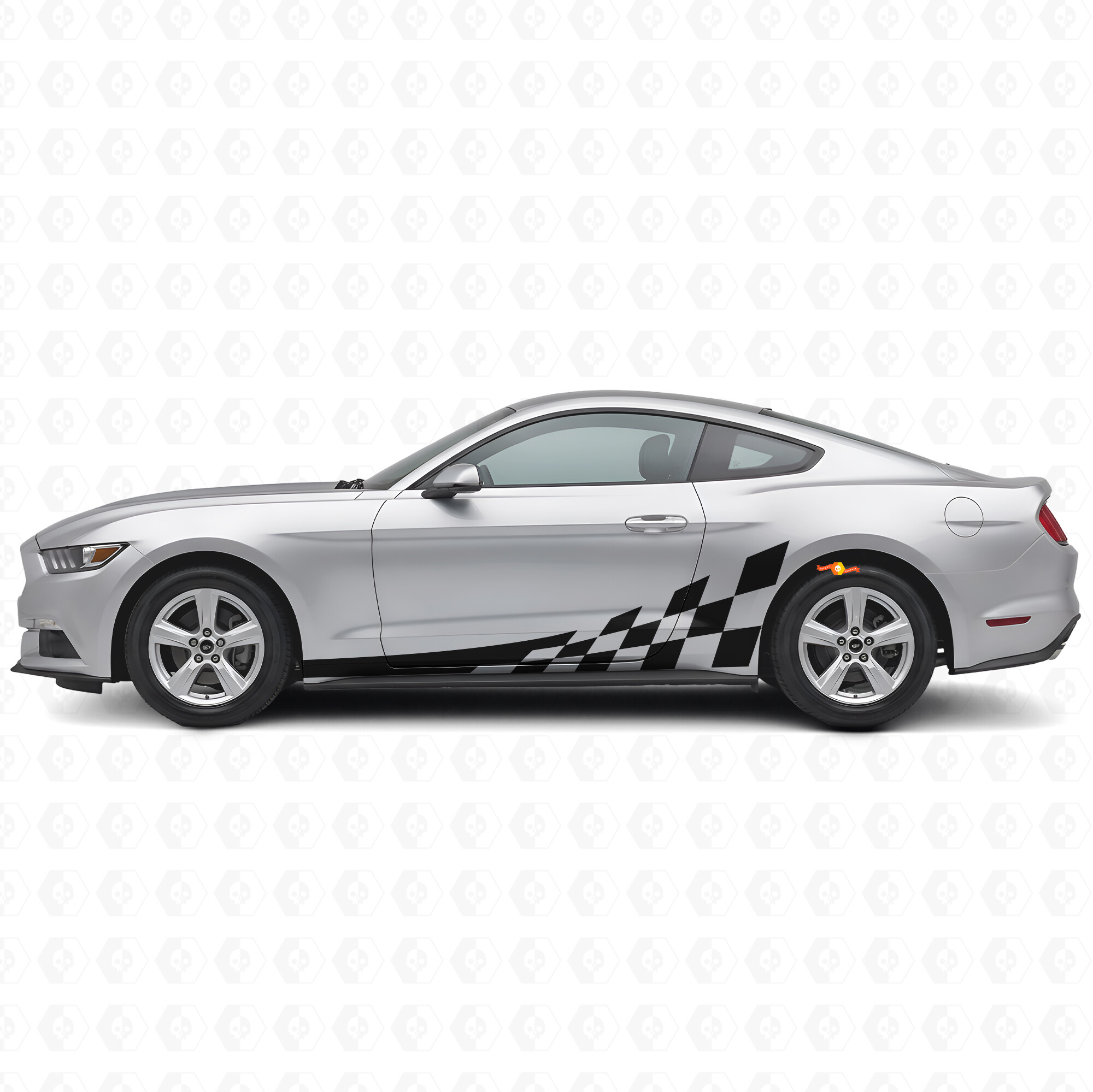 Checkered Flag Style Stripes Side Vinyl Decal Kit for Musclecar Musclecarmodel 2015-20