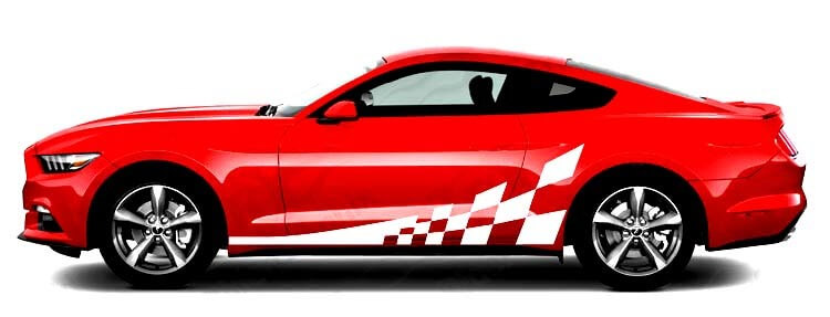 2015 & 2020 Mustang Side Accent Checker Flag Stripe Kit Vinyl Decals Stickers