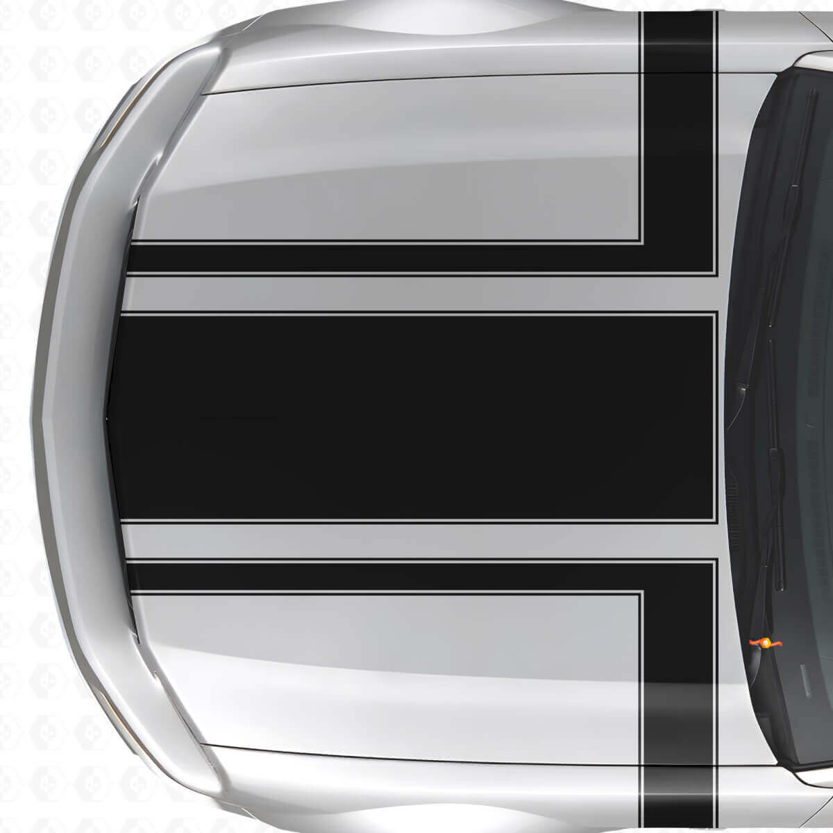 Decorated Hood and Side Stripes Vinyl Decal Kit for Musclecar Musclecarmodel 2005-2009