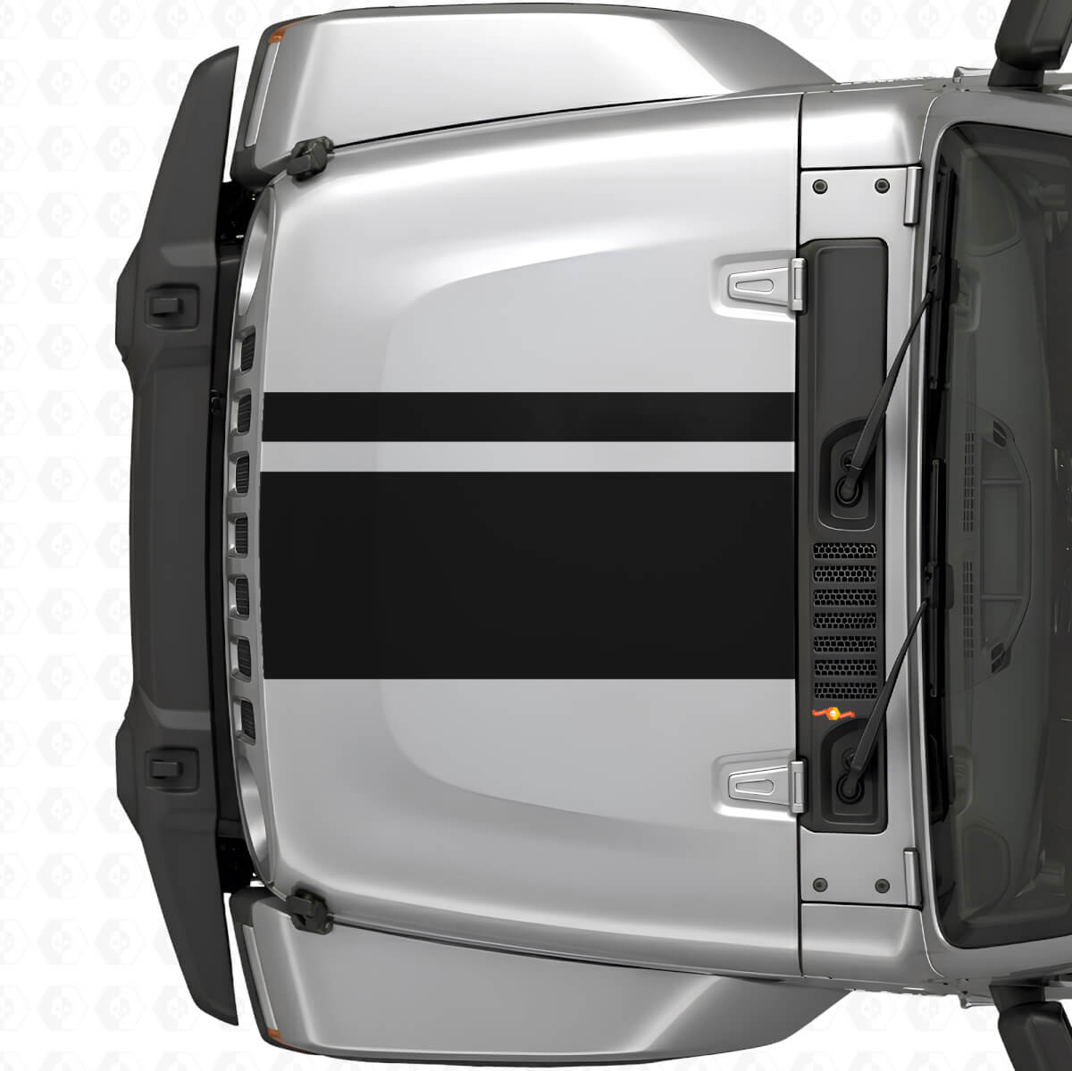 Dual Different Widths Hood Stripes Vinyl Decal for Jeep Wrangler 2007+